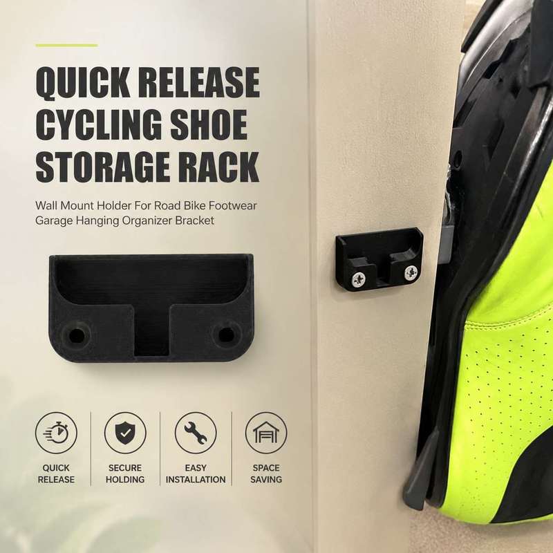 Cycling Gear Wall Organizer - Quick Release Cycling Shoe Storage Rack