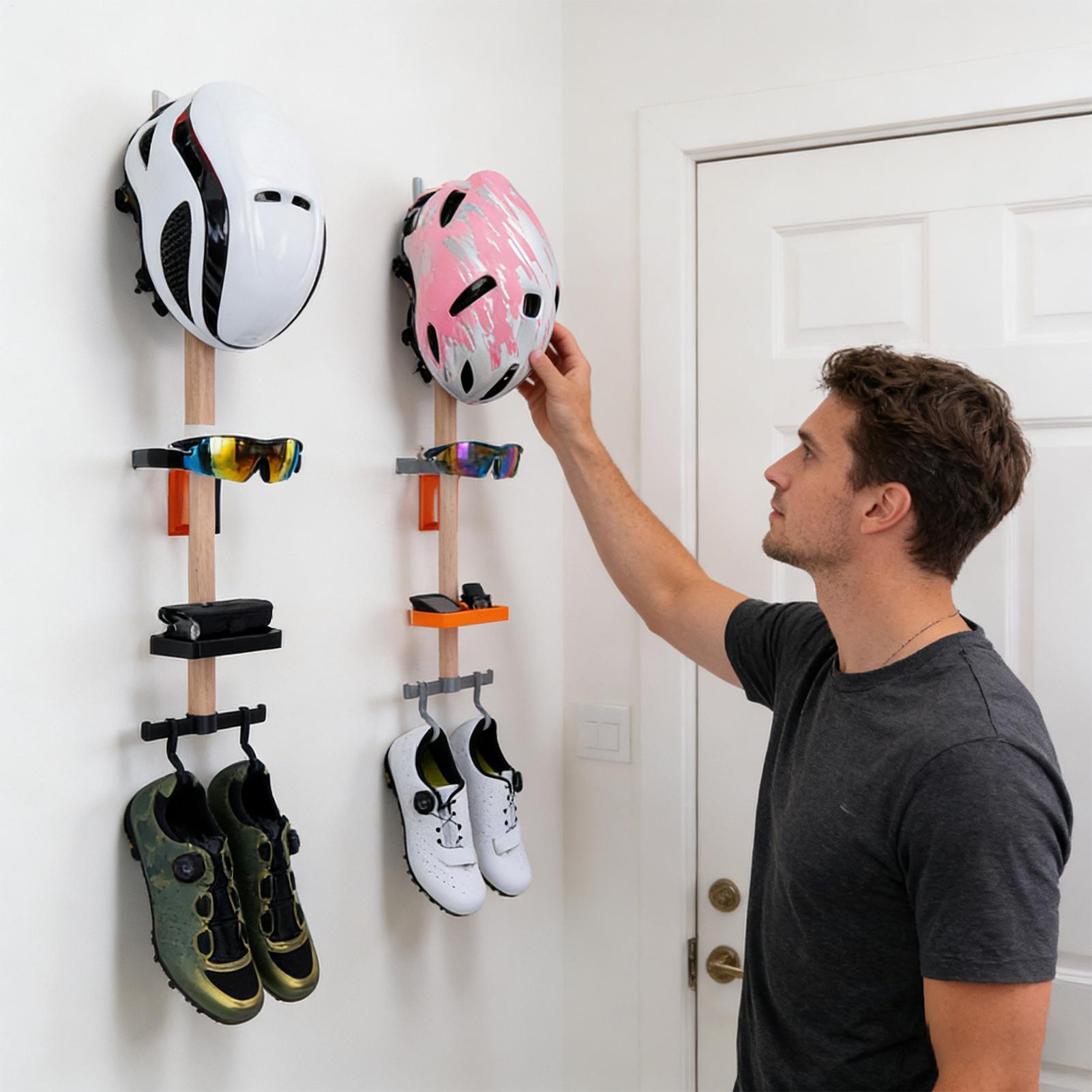 Cycling Gear Wall Organizer - Vertical Cycling Gear Organizer Rack, Wall