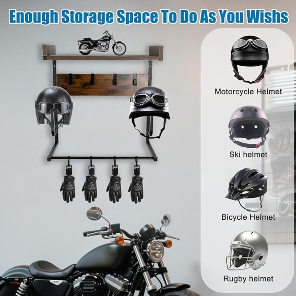 Motorcycle Helmet Holder with  - đánh giá và giá Cycling Gear Wall Organizer