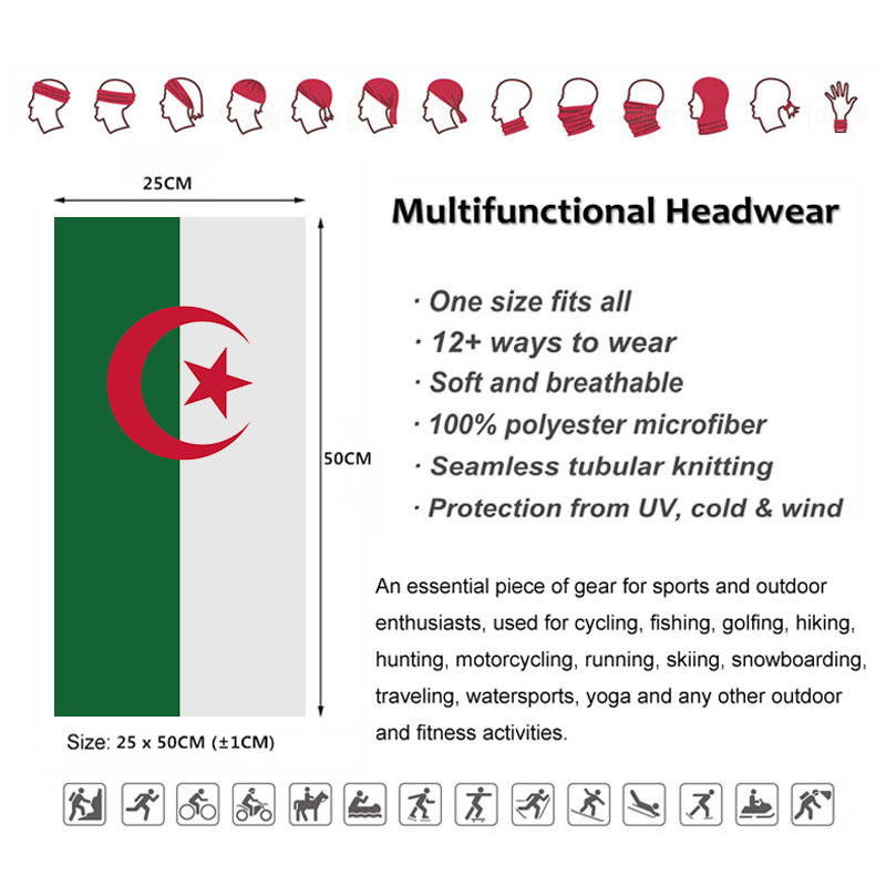 Algeria Flag Printed Bandana H - đánh giá và giá Cycling Gear For Women
